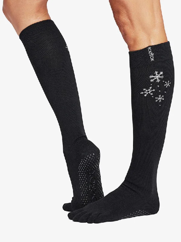 Transform Your Flow With Affordable Yoga Essentials ToeSox Full Toe Knee High Grip Socks - Snowflurry Transform Your Flow With Affordable Yoga Essentials ToeSox Full Toe Knee High Grip Socks - Snowflurry